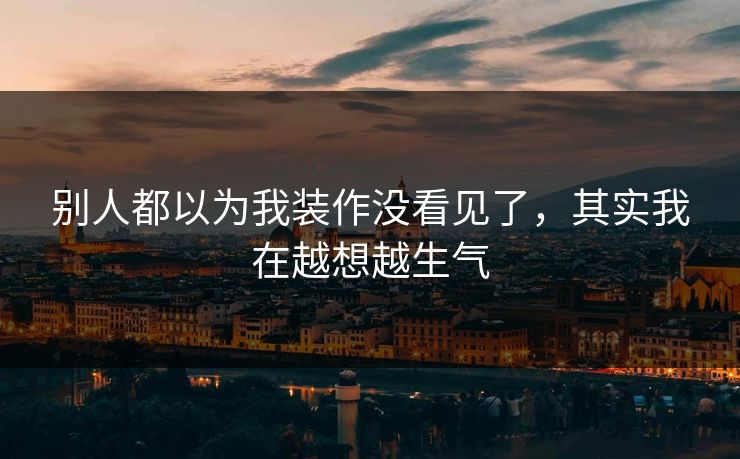 别人都以为我装作没看见了，其实我在越想越生气